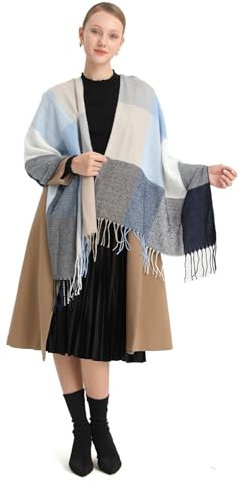 Miss Lulu Frauen Schals Winter Lang Weich Warm Tartan Check Wraps Wolle Spinnerei Quaste Schal Stola Schal Damen