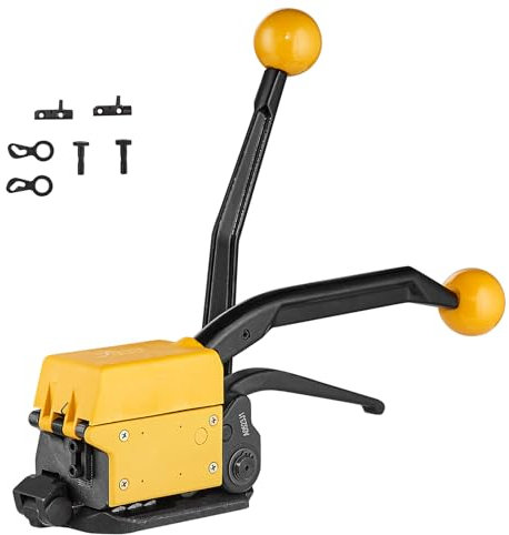 VEVOR Stahl-Umreifungsgerät für 1/2-3/4 Breite, 3-in-1 (Spanner, Crimper, Cutter), manuelle Bandverpackungs-Banderoliermaschine, Verpackungs-Metall-Stahl-Umreifungsband-Banderoliermaschine für Edels