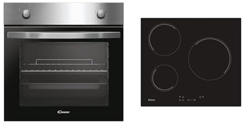 Candy Idea FIDCP X200, Horno Estático, 70L, 2400W, 1 Bandeja y 1 Rejilla, Ventilación Radial & CH63CC, Placa Vitrocerámica, 3 Zonas, 60CM, 10 Niveles de Potencia, 5,5KW, Mandos Centrales