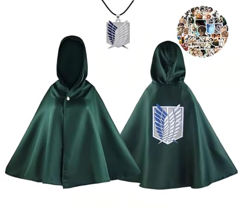 westtrend Attack On Titan Kostüm Grüner Mantel Japanischer Anime Cosplay Flügel der Freiheit Hoodie Levi Ackerman Mantel Scout Legion Mantel