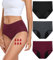 coskefy Periodenunterschwäsche Starke Blutung Perioden Unterhosen Damen Menstruationsunterwäsche Atmungsaktiv Postpartum Slips 3er Pack Schwarz Grau Rot S