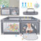 UISEBRT Laufstall Baby Laufgitter Schutzgitter mit Rutschfester Basis und Atmungsaktivem Netz und 50 Bälle, Stabiler Absperrgitter Aktivitätszentrum für Kinder,Dunkelgrau,150x180cm