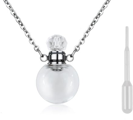 ds. distinctive style Vial Necklace Circle Perfume Bottle Pendant for Liquid Memorial Jewelry for Ashes Glass Keepsake Urn Necklace for Women