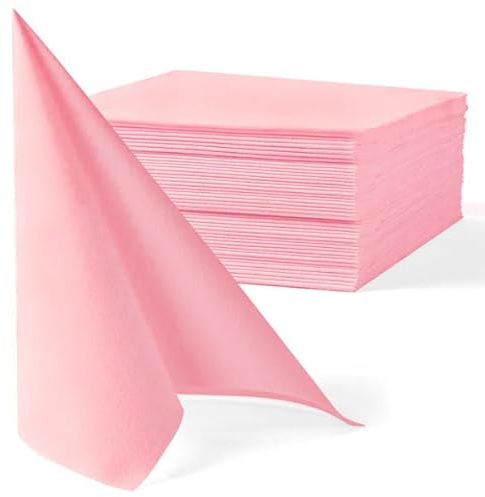 Serviettes de Table en Papier Gaufré, Double Épaisseur, 38 x 38 cm, Blanc, Lot de 40 (Rose)