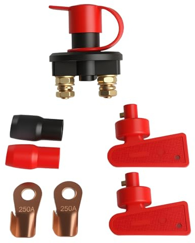 Hauptschalter 12V / 24V, Batterieschalter 12V Trennschalter, Batterietrennschalter 12V/24V, Batteriehauptschalter 12 V, mit Natoknochen Schalter Schlüssel, für Traktor Pkw Lkw Schiffe