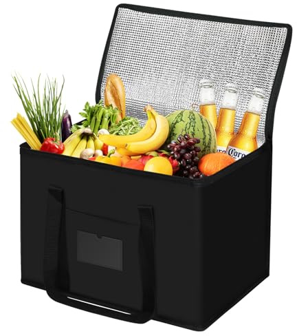 40L Oxford Cloth Cooler Bag, Thermal Cool Bag & Foldable Food Delivery Bag, Insulated for Hot & Cold Food, Durable for Picnic Camping BBQ Family Outdoor Travel & Grocery Shopping, Insulated lunch Bag