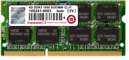 Transcend TS512MSK64V6N - Memoria RAM (4 GB, DDR3, SO-DIMM, 1600 MHz)