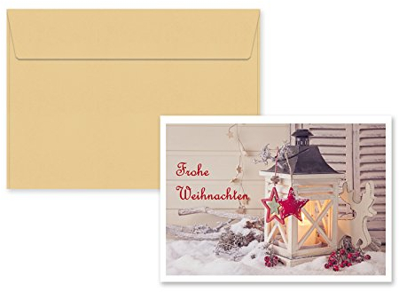 5er Pack Klappkarten mit Umschlag Weihnachtskarte Laterne Grußkarte Glückwünschkarte Klappkarte Karte mit Umschlag DIN C6
