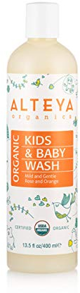 Alteya Bio Babywaschlotion und Shampoo 400ml – USDA Organic-zertifiziert Biologisch abbaubar Rein Natürlich Vegan Seife und Shampoo für Körper und Haare, Sanft und zart für besonders empfindliche Haut