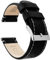 BARTON WATCH BANDS Schnellverschluß. - Top Marke Leder Uhrenarmbänder - Wahl der Farbe und Breite (18mm, 20mm or 22mm) Schwarz Leder/Weiss Nahtlinie 22mm