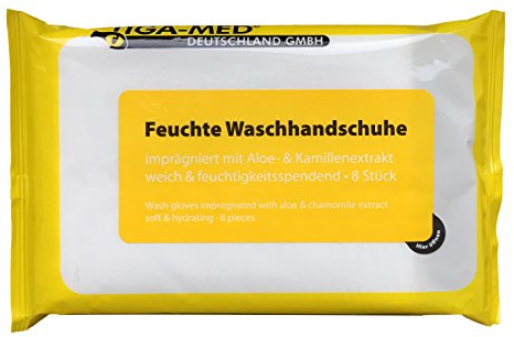 Waschhandschuhe Feucht Einmal Einweg 24 Pack = 192 Stück Waschhandschuh mit Aloe Vera imprägnierte