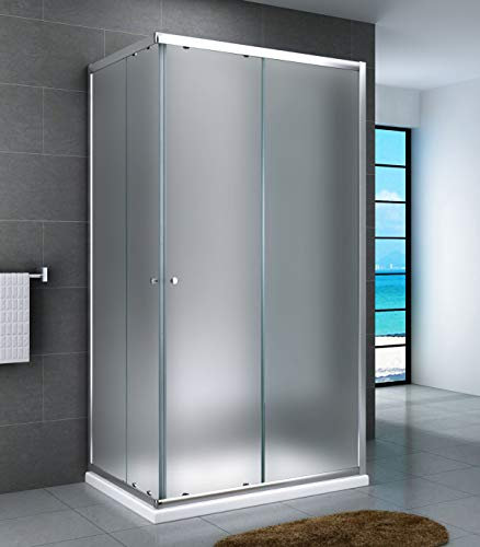 Yellowshop - Box Doccia Angolare 70 80 90 100 120 Cabina Bagno In Cristallo 6 MM Rettangolare Quadrato Curvo Serie Smart (Cm 80 x 100 Rettangolare, Cristallo 6mm Puntinato Opaco)