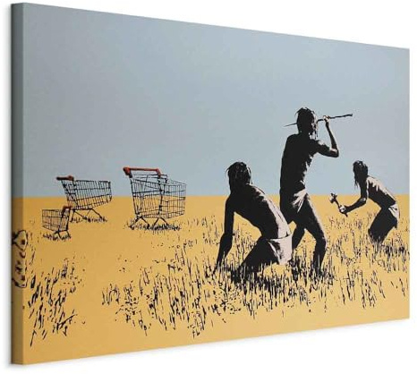 murando - Wandbilder XXL Banksy Trolley Hunters 90x60 cm Leinwandbild 1 tlg Kunstdruck modern Wandbilder XXL Wanddekoration Design Wand Bild - Graffiti Street Art Straßenkunst h-C-0088-b-a