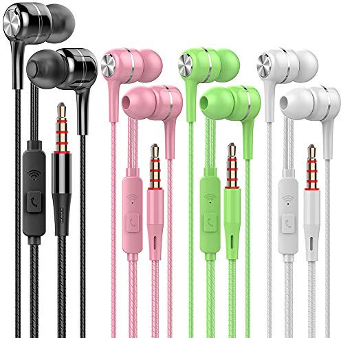 VPB Heavy bass Earphone Color Call with Mic Stereo Earbud Headphones Mixed Colors (Black + White + Pink + Green 4 Pairs)