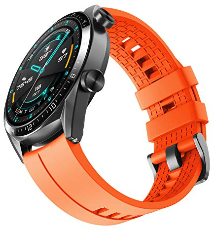 NotoCity Bracelet pour Huawei Watch GT3/GT 3 Pro/GT2/GT2 Pro 46 mm, Bracelet en Silicone Souple 22 mm pour Huawei Watch GT 2e/GT/GT Active(Orange)
