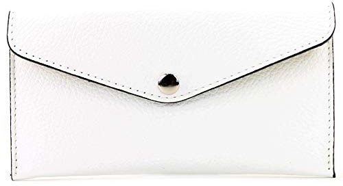 modamoda de - P03 - ital. Damen Portemonnaie Echtleder lang, Farbe:Weiß