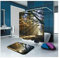 Daesar Rideaux Douche Polyester Forêt Marron Rideau Douche 180x200 CM Tapis de Bain 40x60 CM Ensemble Rideau de Douche et Tapis de Bain