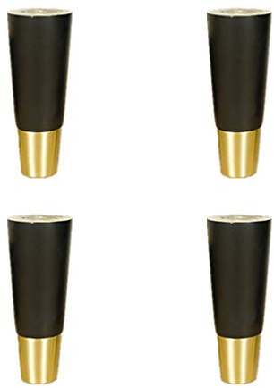 Möbelbeine aus Holz Tischbeine Sofa Beine TV-Tischfüße Schrankbeine,4 Stück,Füße für Stühle Schrank Sofa Esstisch und Arbeitstisch Couchtisch, Messing Fußabdeckung,10.5cm-30cm