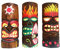 OMA Holzgeschnitzte Tiki-Maske, Wanddekoration, hängende tropische Hawaii-Strand-Surf-Dekoration, Größe 30,5 cm (3 Stück)