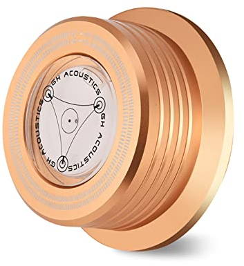 Socobeta Plattengewicht Plattenspieler 50Hz Plattenspieler Disc Record Stabilizer Clamp mit Bubble Level für LP Record Player(Gold)