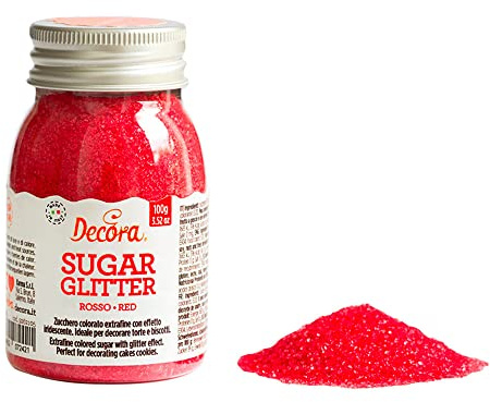 Decora 9262105 Paquete de 100 g Azúcar Glitter Rojo