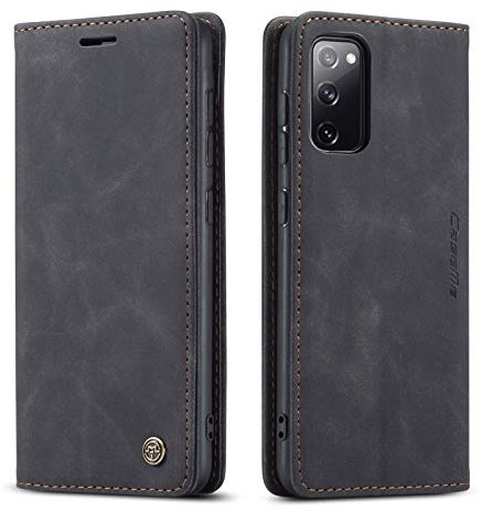 QLTYPRI Etui Coque pour Samsung Galaxy S20 FE, Portefeuille Fentes Cartes Housse Antichoc Cuir PU Vintage Portefeuille Etui Compatible avec Samsung Galaxy S20 FE - Noir