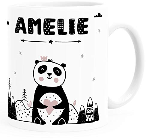 SpecialMe® Kindertasse Panda-Bär Tiere Scandi-Design personalisierte Namenstasse für Kinder Jungen Mädchen Mädchen weiß Keramik-Tasse