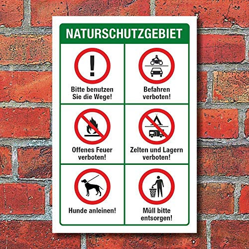 WERBEPUNKT. Schild Naturschutzgebiet Waldweg Regeln Hinweisschild 3 mm Alu-Verbund 300 x 200 mm