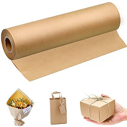 TDDL Papier Kraft Rouleau 30CM X 30 M Rouleau De Papier Kraft Brun Cadeau de Noël Papier Recyclé Naturel Papier D'emballage de Fleurs Cadeau L'Emballage Envois Postaux Colis