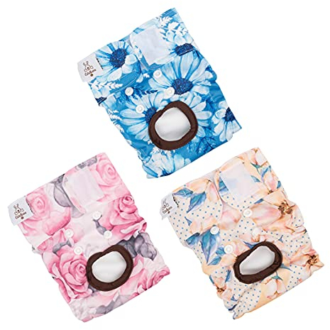 Cutebone Waschbare Hundewindeln für Hündinnen, 3 Stück Wiederverwendbare Hundewindeln, Hochsaugfähige Premium-Windeln für Hündchen D37S-DE