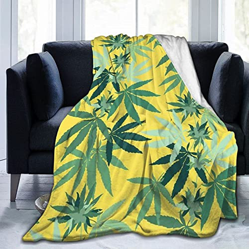 Decke Green Weed Yellow Warm Flanell Fleece Plüsch Sofadecke Als Tagesdecke/Decke/Bettdecke/Bettlaken 200 X 150 cm