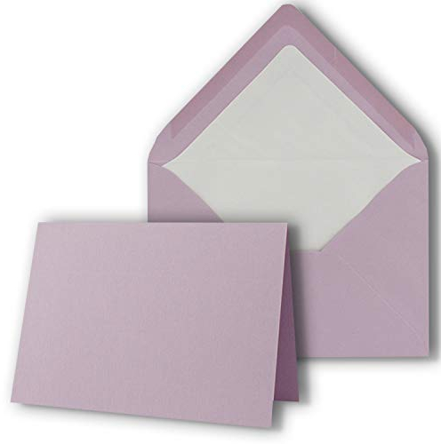 50 x Kartenpaket mit gefütterten Brief-Umschlägen - gerippt - DIN B6 - Orchidee - 12 x 17 cm - Nassklebung - NEUSER PAPIER