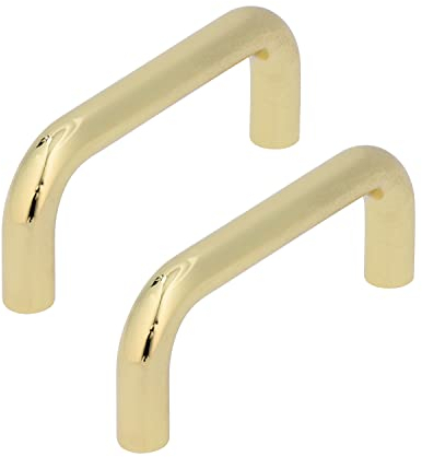 siwitec 2x Möbelgriff 6175 mit 64 mm Lochabstand in Messing glänzend, Griffe inkl. passender M4 Schrauben