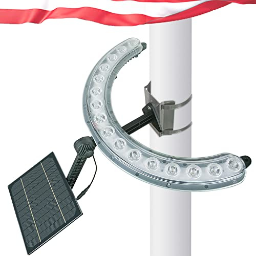 Fahnenmast-Licht, solarbetrieben, 16 superhelle LEDs, 19,1 cm, verstellbare Verlängerungsstange, passend für 5,1 - 15,2 cm Fahnenmast, 100 % breite Flaggenabdeckung, hellstes Beleuchtungs-Nachtlicht