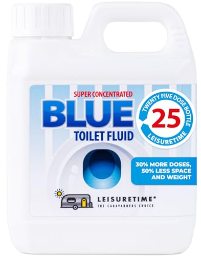 LeisureTime Concentrated Blue Toilet Fluid, 25 Treatments - Formaldehyde Free, Septic Tank Safe Toilet Cleaner Liquid for Cassette, Motorhome and Portable Toilets - Caravan Toilet Chemicals