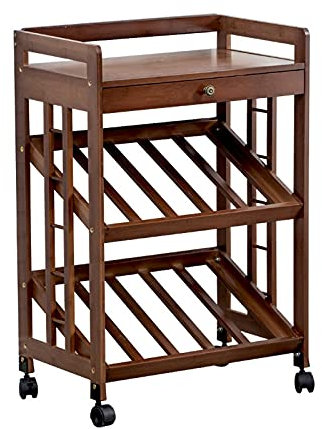 WAOCEO Weinregale Weinschrank freistehender Weinhalter ausstellen Regale mit Universalrädern for das Haus barschrank