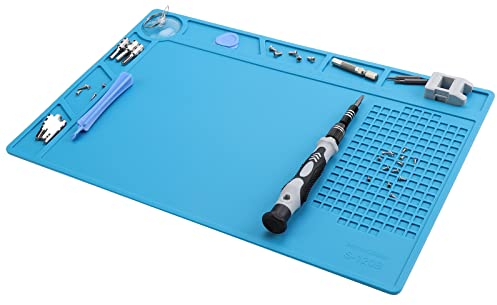 Moendergo Silikon-Lötmatte, 500 °C, hitzebeständige Arbeits-Reparaturmatte, Elektroniklöten, antistatische Matte zum Löten, Schweißen von Heißpistolen (Silikon, 340 mm x 230 mm)