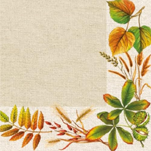 Auswahl Motiv - 20 Servietten/Napkins - ca. 33 x 33 cm 3-lagig - Herbstblätter Kastanie Getreide Linde - Tisch-Deko Basteln Serviettentechnik