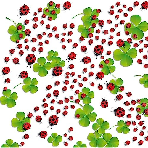 bsb Geschenkpapier Rolle in 70 x 200 cm - Geschenk-Verpackung mit Kleeblätter & Marienkäfer - Geschenk-Papier Geburtstag & mehr - reißfestes Geschenkpapier Kinder & Erwachsen - 1 Rolle