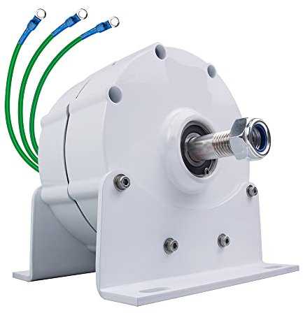 HUIZHITENGDA 10000W Home Permanent Magnet Generator, 48V 3 Phase Gearless Electric Generator Free Energy AC Alternator Verwendung Für Wasser Windkraftanlage (Weiß, Mit Basis),48v