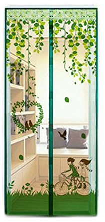 Magnetic Fly Screens Automatically Mosquito Mesh Curtain for Doors Keep Insects Out Mosquito Door Screen Without Drilling (Green car)