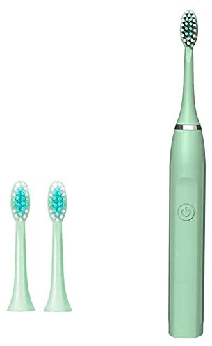 Electric Toothbrush Adult,3A Battery Powered Soft Toothbrush with 3 Electric Toothbrush Head,Home Whitening Care Cleaning Toothbrush (Green, One Size)