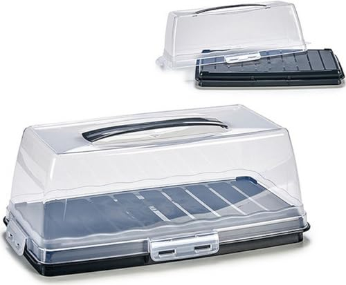 Bread Box with Clear Lid and Handle, Plastic Bread Keeper Rectangular Loaf Cake Containers for Carrying and Storing Loaf Food Banana Pumpkin Bread Bread Pastry (Anthracite, Plastic - BPA FREE)