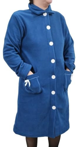 Notti Magiche Vestaglia Donna Pile Calda e Morbida con Bottoni, Vestaglia Invernale Abbottonata in pail operato, Accappatoio Abito Casa con Colletto e Tasche, Prodotto in Italia (M, BLU)