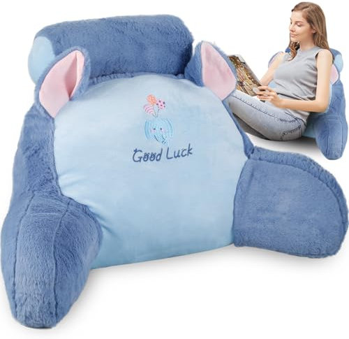 Reading Pillow for Bed 75×50 CM Large Lovely 2 In 1 Soft Reading Cushion for Bed Back Support with Support Arm Detachable Backrest Pillow Washable Support Rest Pillow for Reading Watching TV