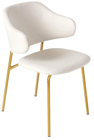 Riess Ambiente Design Stuhl Vogue weiß Bouclé goldene Metallbeine, Stuhl für Dein Esszimmer, Esszimmerstühle, Bürostuhl, Stoffbezug