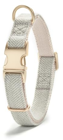 Petiry Tweed Dog Collar with Metal Buckle - Soft Durable Fabric Pet Collar for Large Dogs Neck 40-66cm,Grey