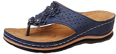 Ete Femme Sandales Orthopédiques en Cuir Tong Pieds Larges Chaussure