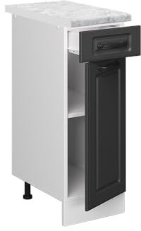 Vicco Schubladenschrank R-Line, Schubladenschrank für die Küche, Anthrazit Landhaus, 30 cm AP Marmor