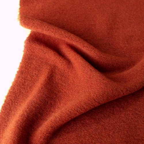 TOLKO 50cm warmer Wolljersey für Rock Blazer Jacke Umhang | Weicher elastischer Wollstoff wie Walkloden 145cm breit | Stoffe zum Nähen Jersey Stoff Meterware Kleiderstoff (Terra)